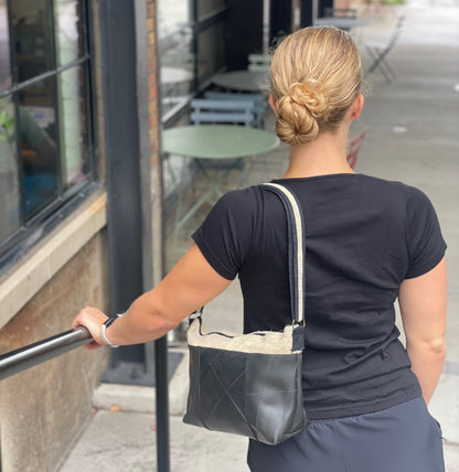 Vegan Recycled Inner Tube and Hemp Sling Bag