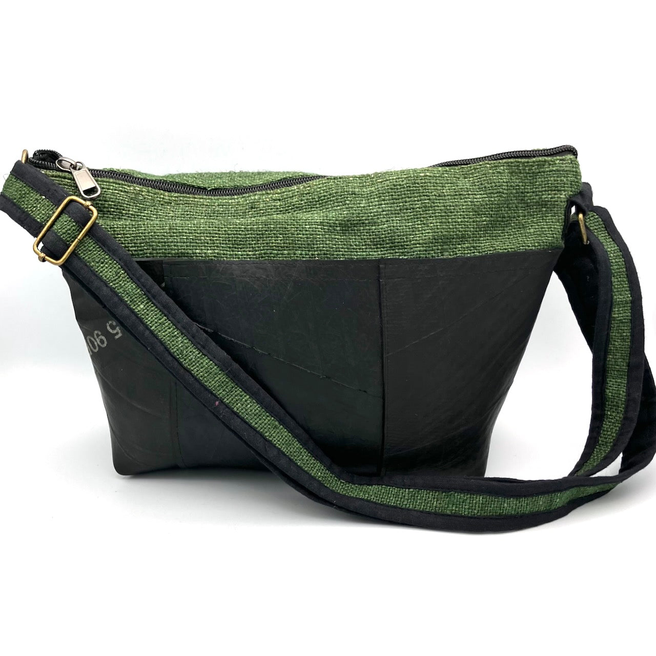 Vegan Recycled Inner Tube and Hemp Sling Bag