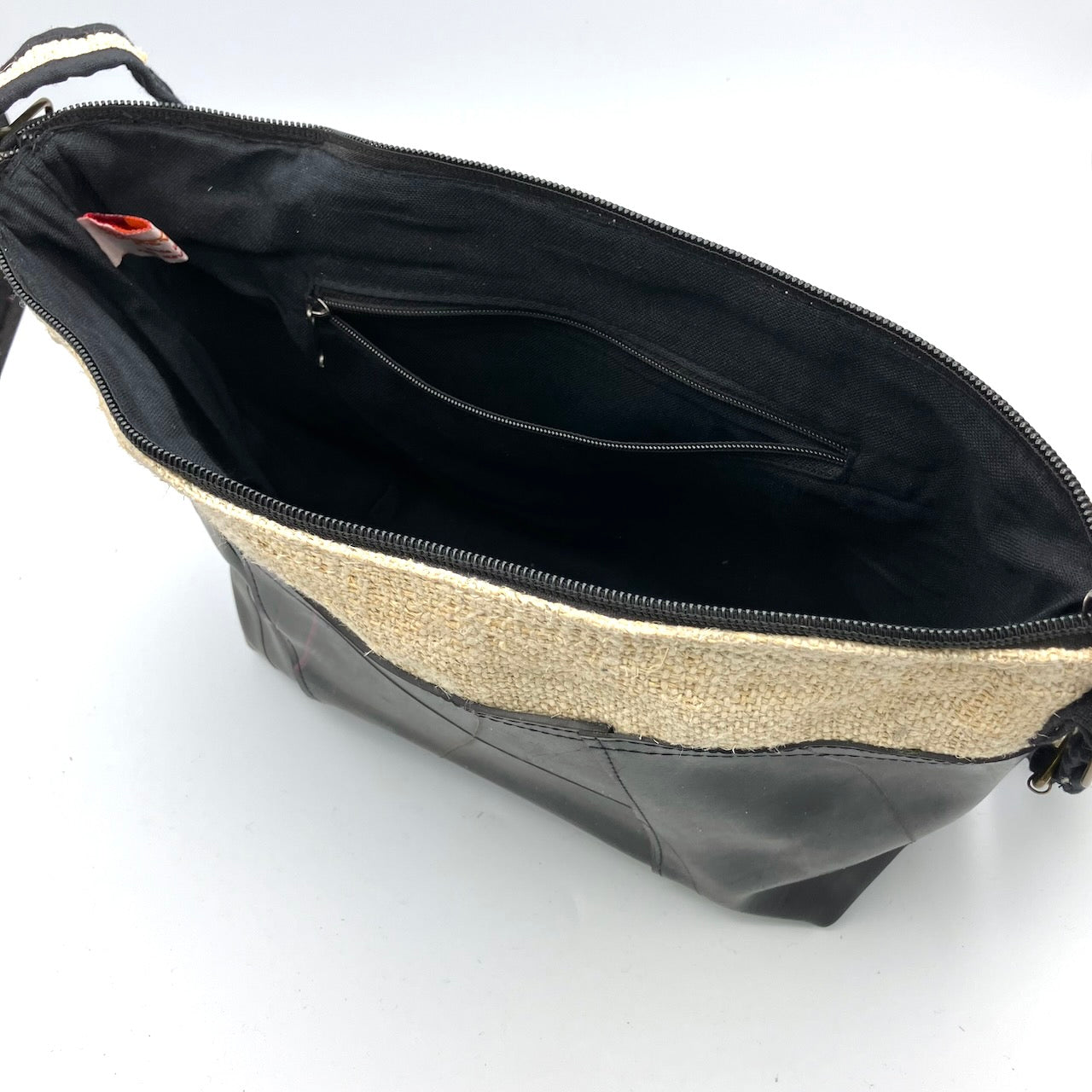 Vegan Recycled Inner Tube and Hemp Sling Bag