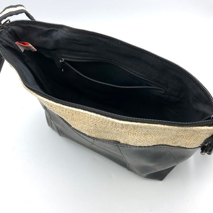 Vegan Recycled Inner Tube and Hemp Sling Bag