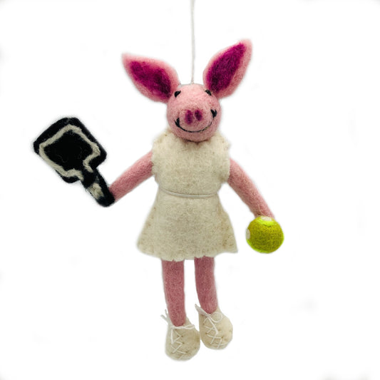 Pickleball Pig Felt Ornament: Don't be a Ball Hog!