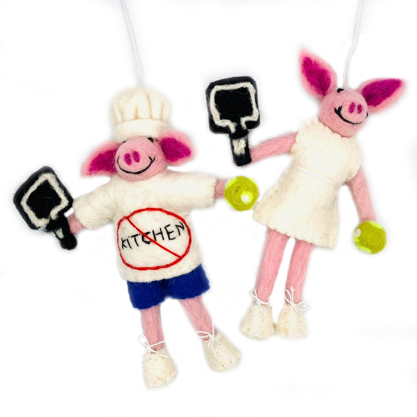 Pickleball Pig Felt Ornament: Stay Out of the Kitchen!