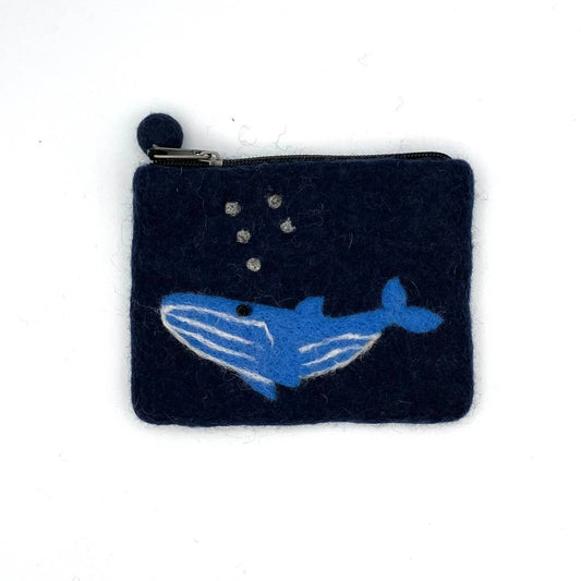 Blue Whale Felt Coin Purse