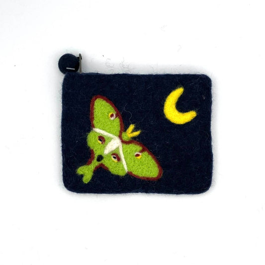 Luna Moth Felt Coin Purse