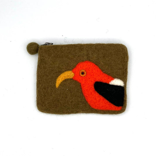 Scarlet Honeycreeper Felt Coin Purse