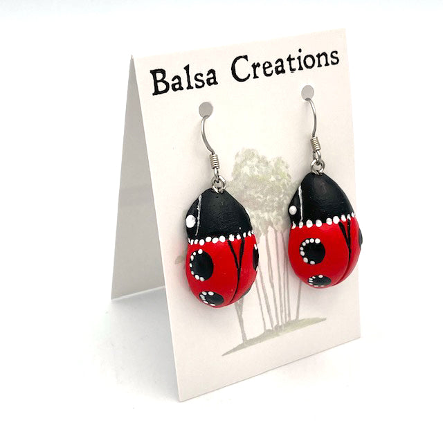 Ladybug Balsa Earrings
