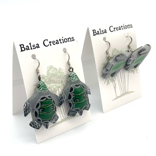 Olive Ridley Turtle Balsa Earrings