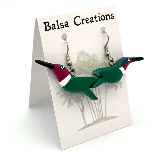 Purple-breasted Hummingbird Balsa Earrings