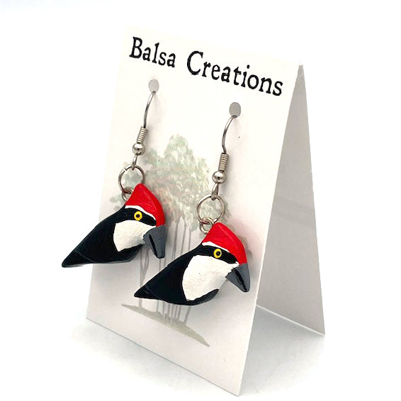 Pileated Woodpecker Balsa Earrings