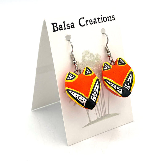 Whimsical Fox Balsa Earrings