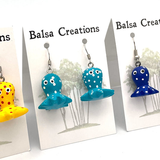 Whimsical Octopus Balsa Earrings