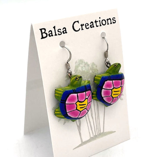 Whimsical Turtle Balsa Earrings