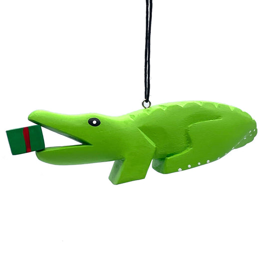 Holiday Alligator Balsa Ornament