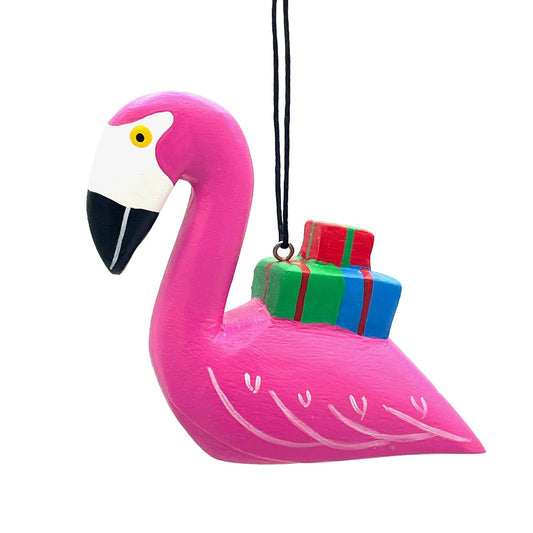 Holiday Flamingo Balsa Ornament