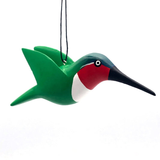 Ruby Throated Hummingbird Balsa Ornament