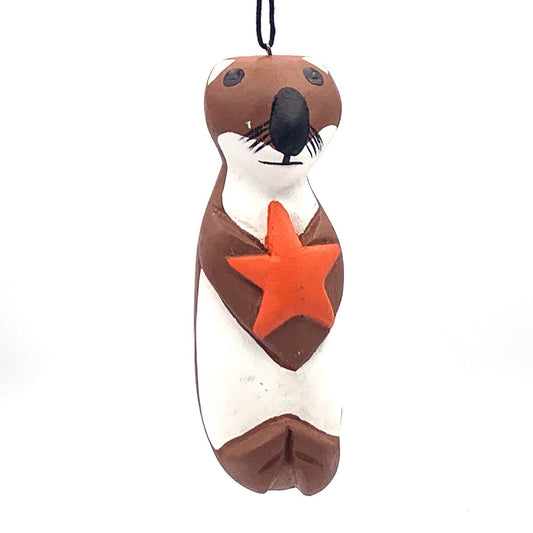 Sea Otter with Star Balsa Ornament